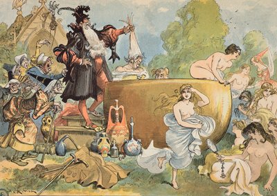 「ラ・フットはパンタグルエルに古いものをオーバーホールしていると言った」、1902 作： Albert Robida